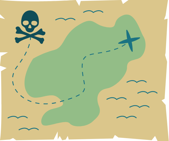 map with a skull and cross marking | Rescue From Voodoo Island